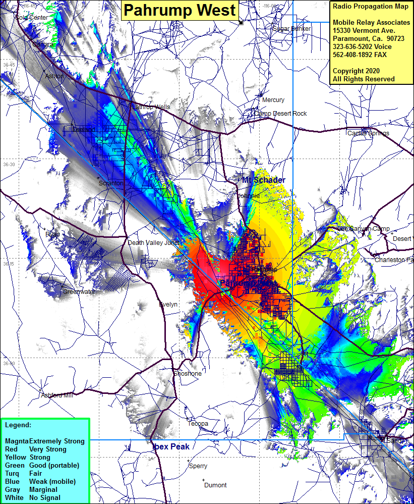 heat map radio coverage Pahrump West